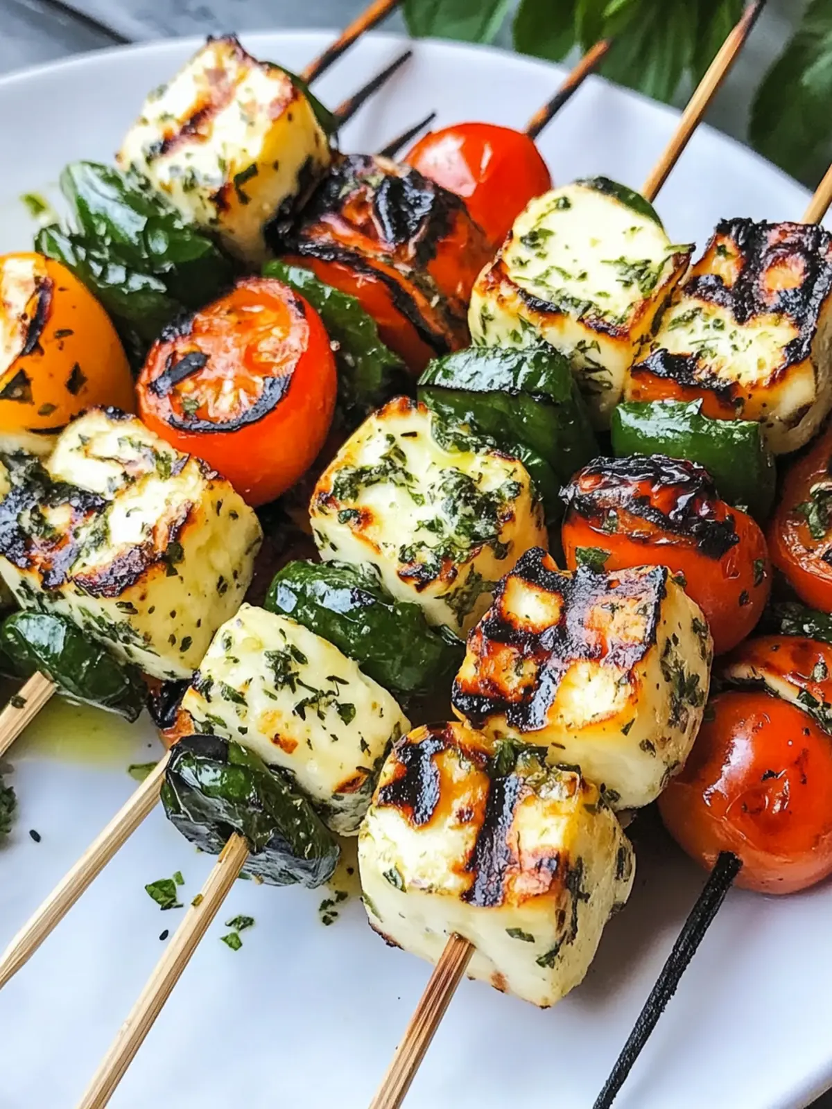 Mediterranean Grilled Halloumi Skewers with Creamy Herb Sauce