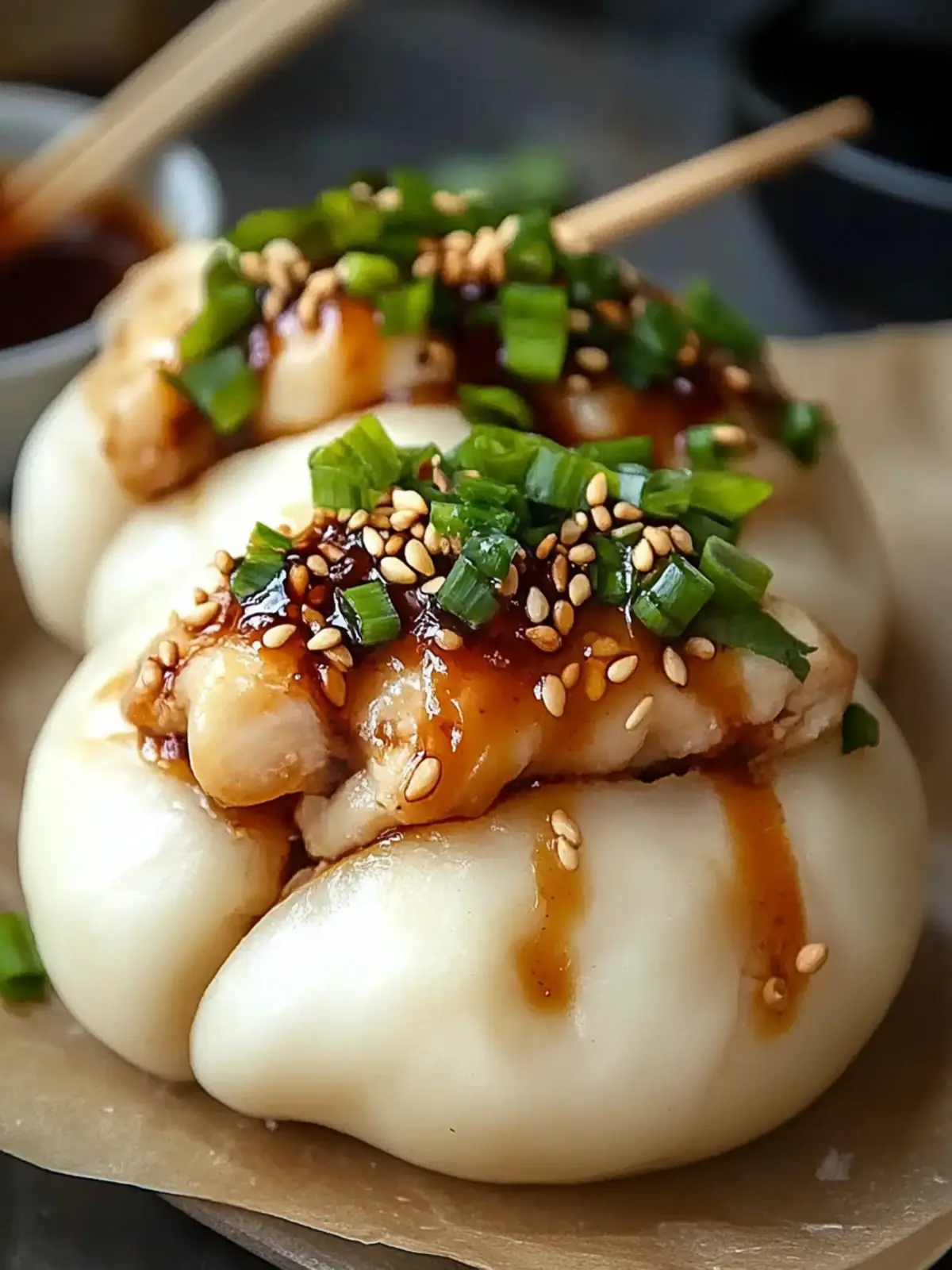 Delicious Sticky Korean Chicken Stuffed Steamed Bao Buns Recipe 3 Sticky Korean Chicken Stuffed Steamed Bao Buns