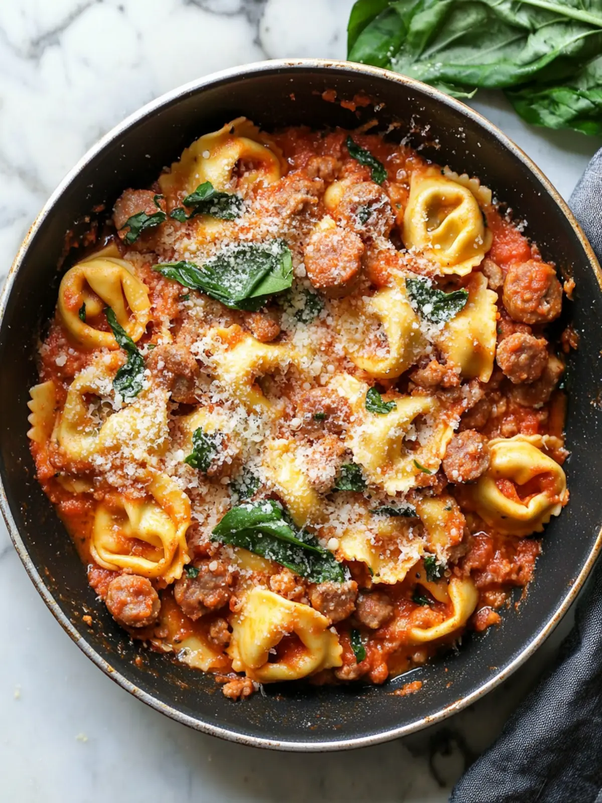 Quick and Creamy One Pan Tortellini with Sausage Delight 4 One Pan Tortellini with Sausage