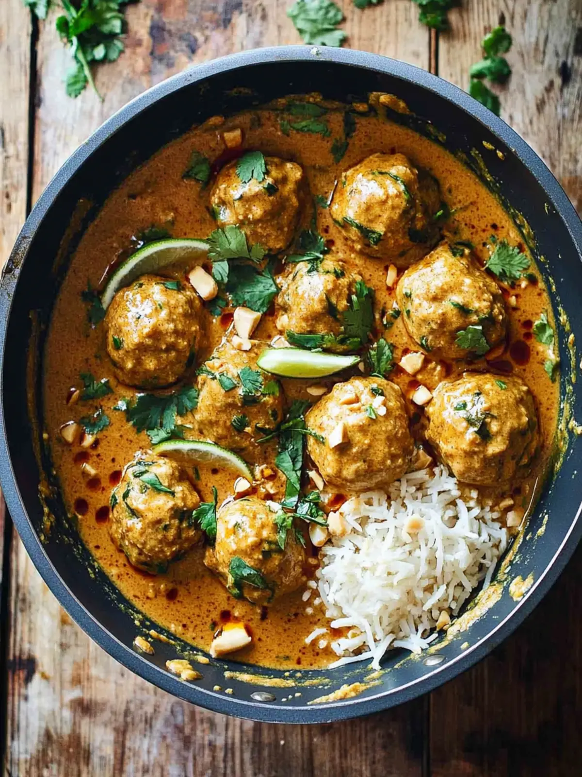 Thai Chicken Meatballs in Peanut Sauce