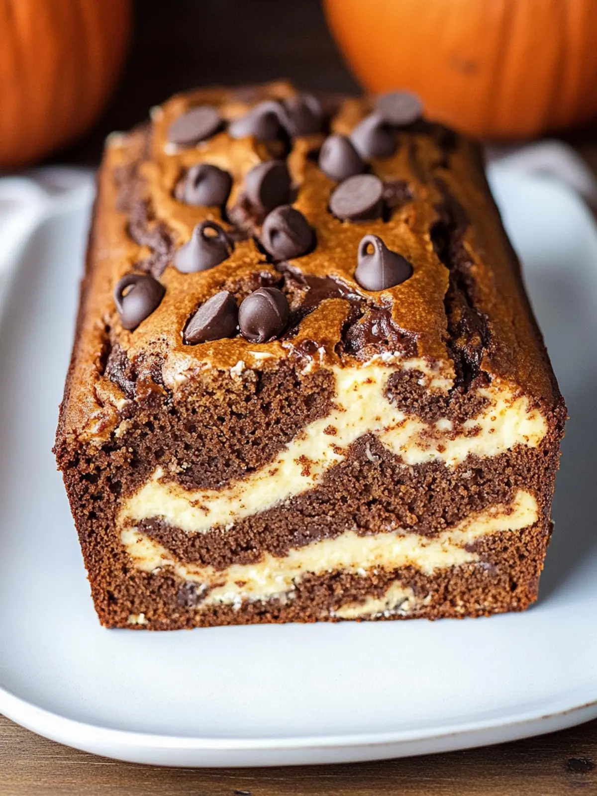 Irresistible Pumpkin Chocolate Chip Bread with Cream Cheese Swirls 4 Pumpkin Chocolate Chip Bread with Cream Cheese Swirls