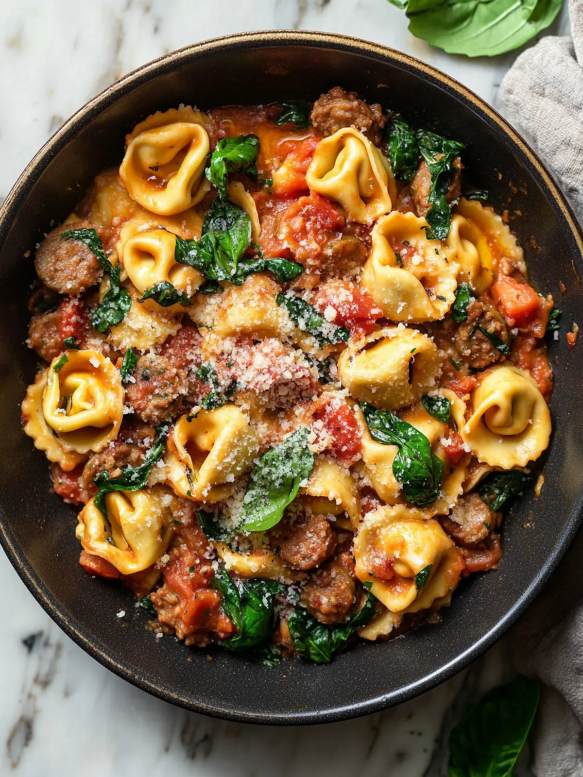 Quick and Creamy One Pan Tortellini with Sausage Delight 2 One Pan Tortellini with Sausage