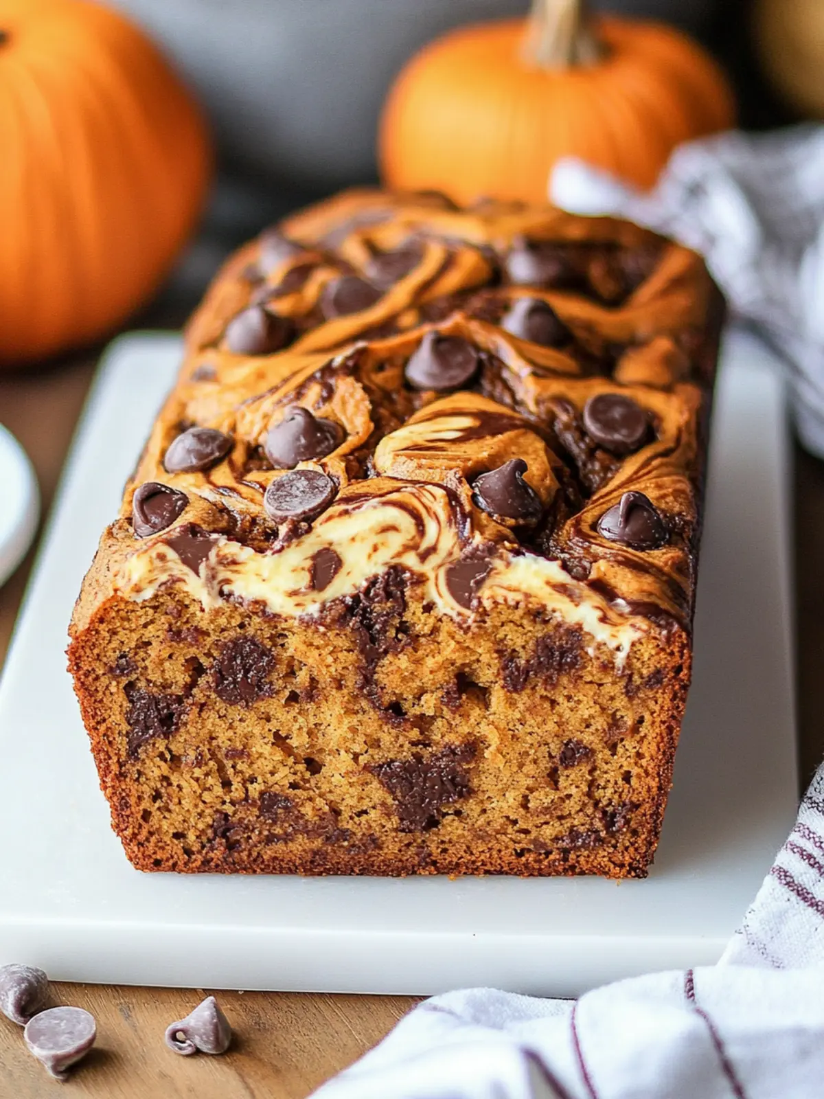 Irresistible Pumpkin Chocolate Chip Bread with Cream Cheese Swirls 2 Pumpkin Chocolate Chip Bread with Cream Cheese Swirls