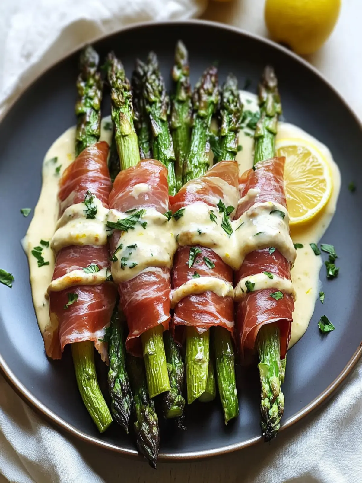 Delicious Prosciutto-Wrapped Asparagus with Lemon Cream Sauce 5 Prosciutto-Wrapped Asparagus with Lemon Cream Sauce