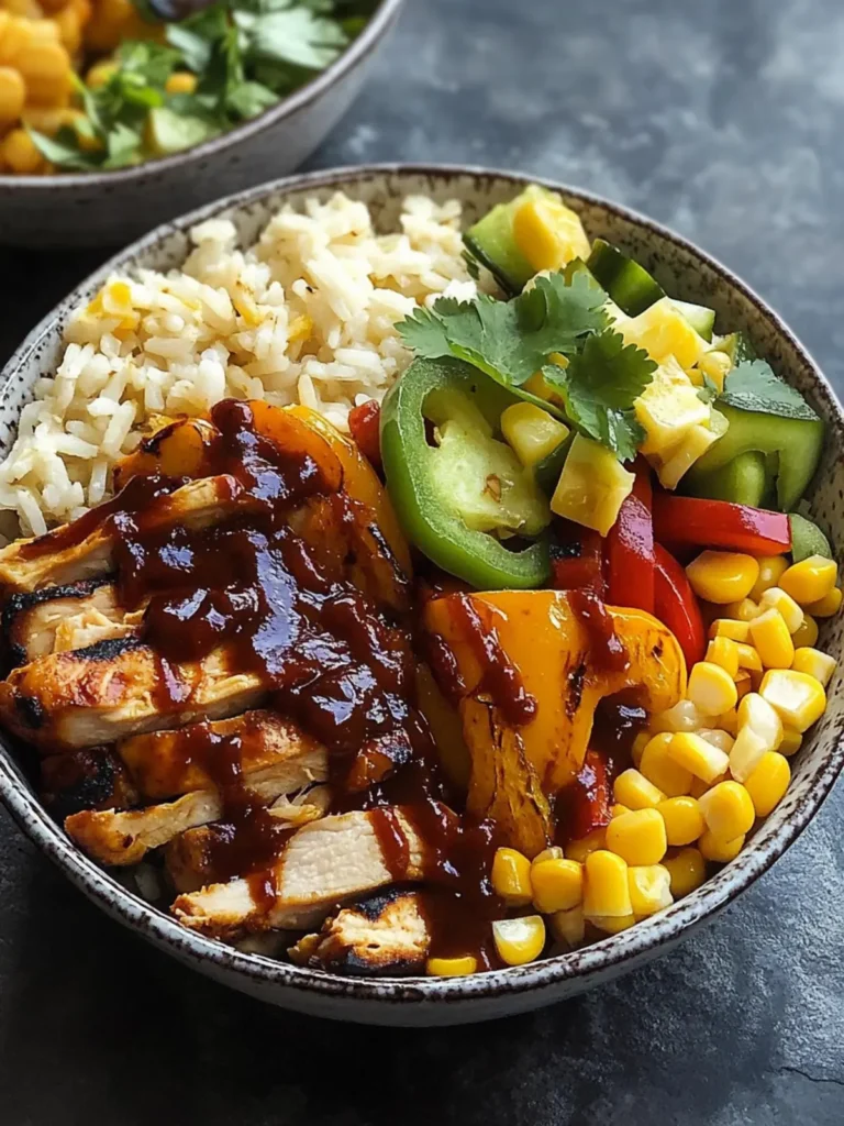 BBQ Chicken Bowls with Grilled Corn and Pepper Salad