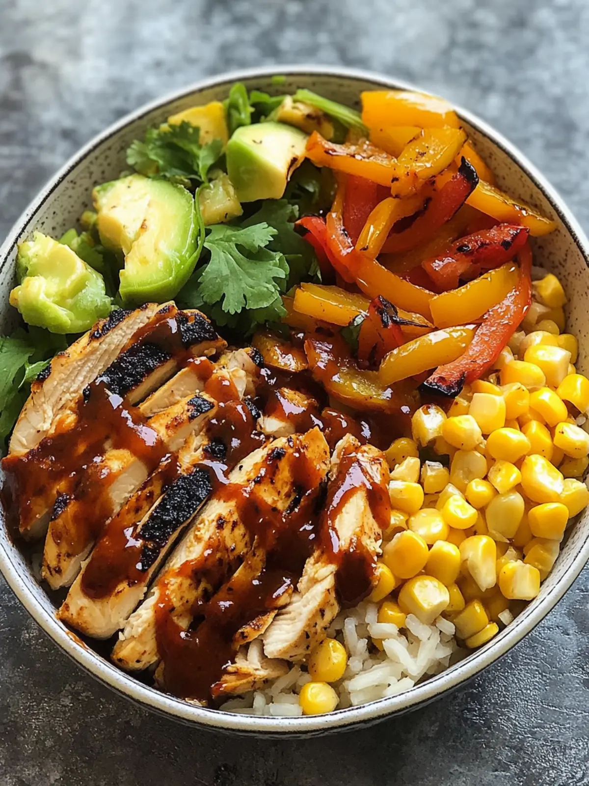 BBQ Chicken Bowls with Grilled Corn and Pepper Salad Bliss 2 BBQ Chicken Bowls with Grilled Corn and Pepper Salad