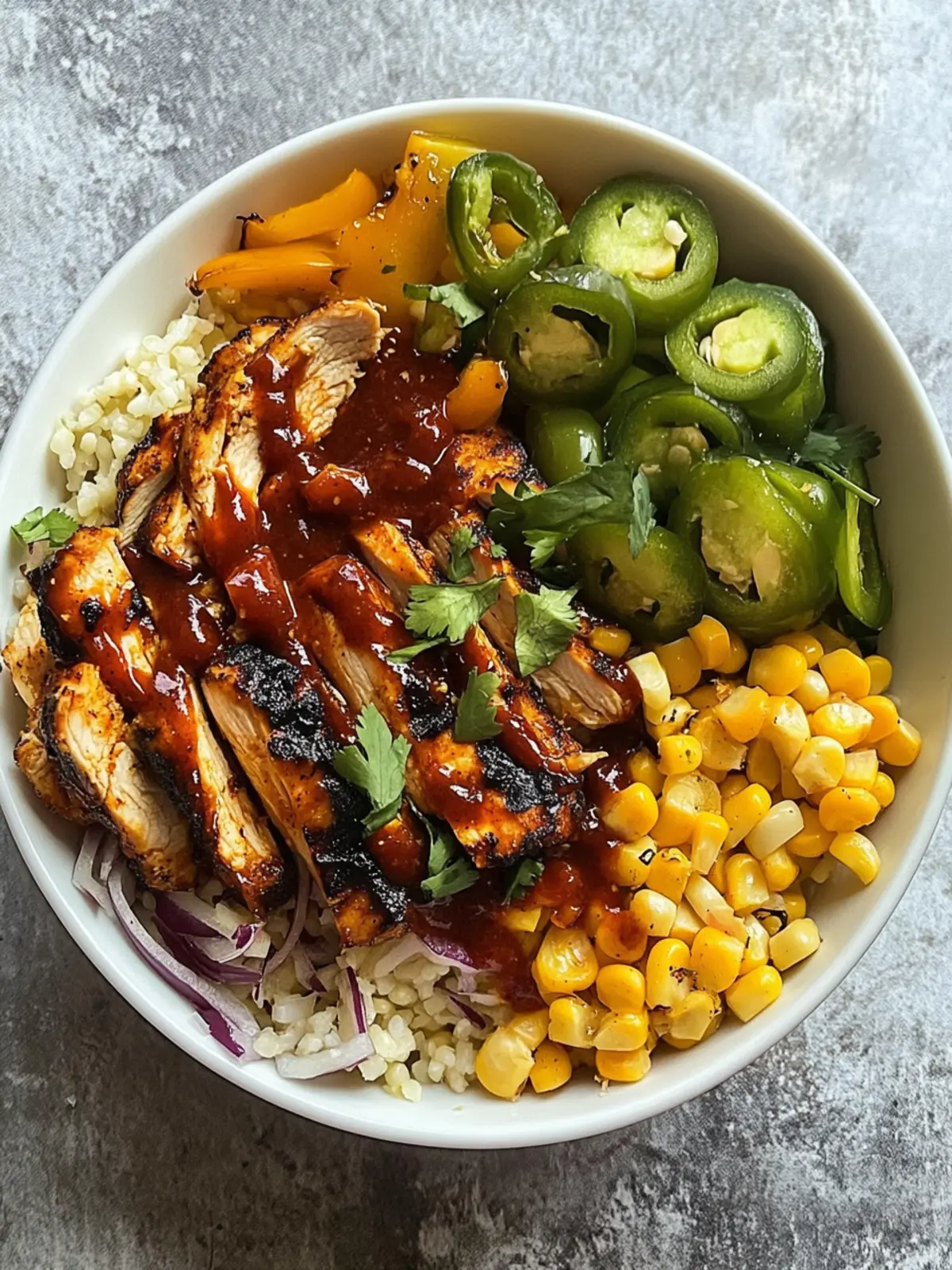BBQ Chicken Bowls with Grilled Corn and Pepper Salad Bliss 4 BBQ Chicken Bowls with Grilled Corn and Pepper Salad