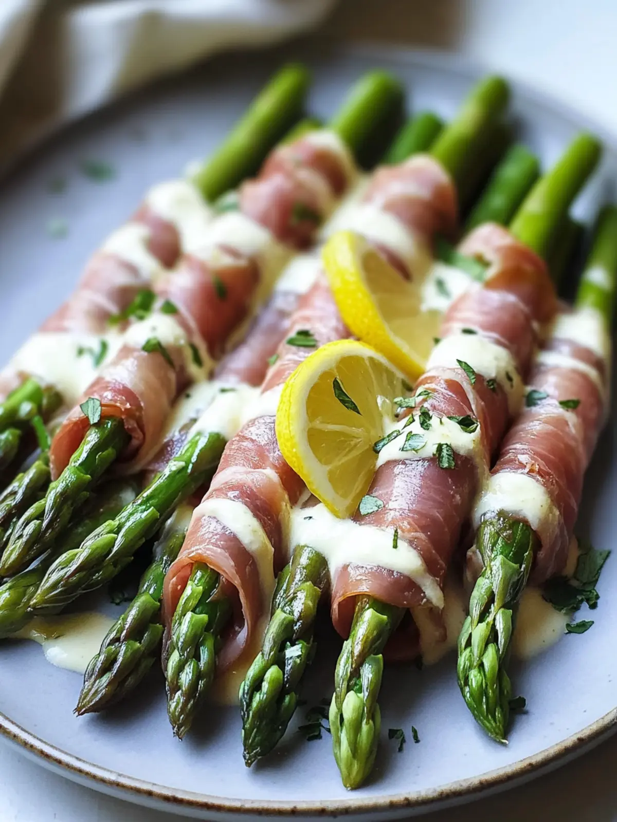 Delicious Prosciutto-Wrapped Asparagus with Lemon Cream Sauce 2 Prosciutto-Wrapped Asparagus with Lemon Cream Sauce