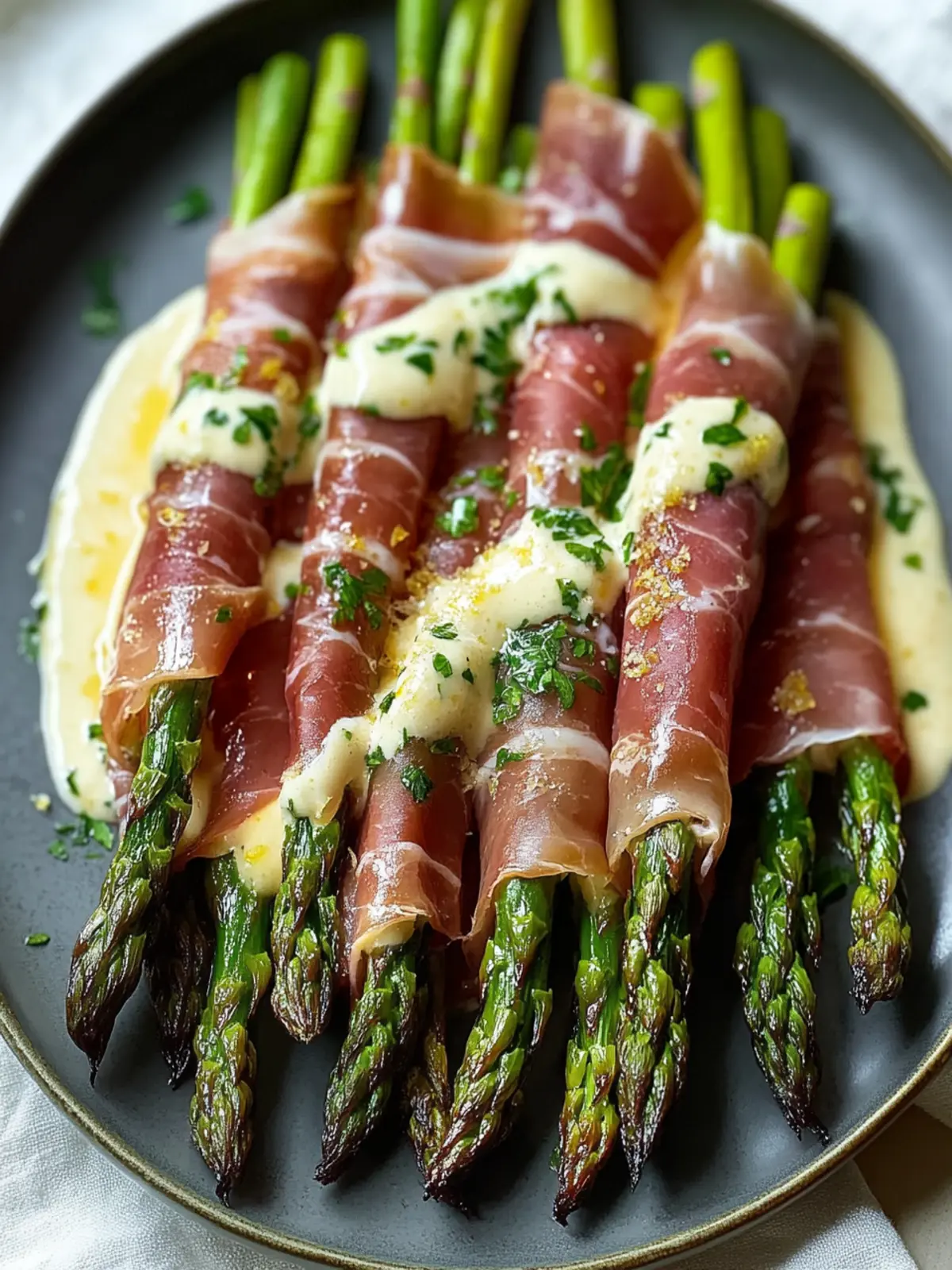 Delicious Prosciutto-Wrapped Asparagus with Lemon Cream Sauce 4 Prosciutto-Wrapped Asparagus with Lemon Cream Sauce