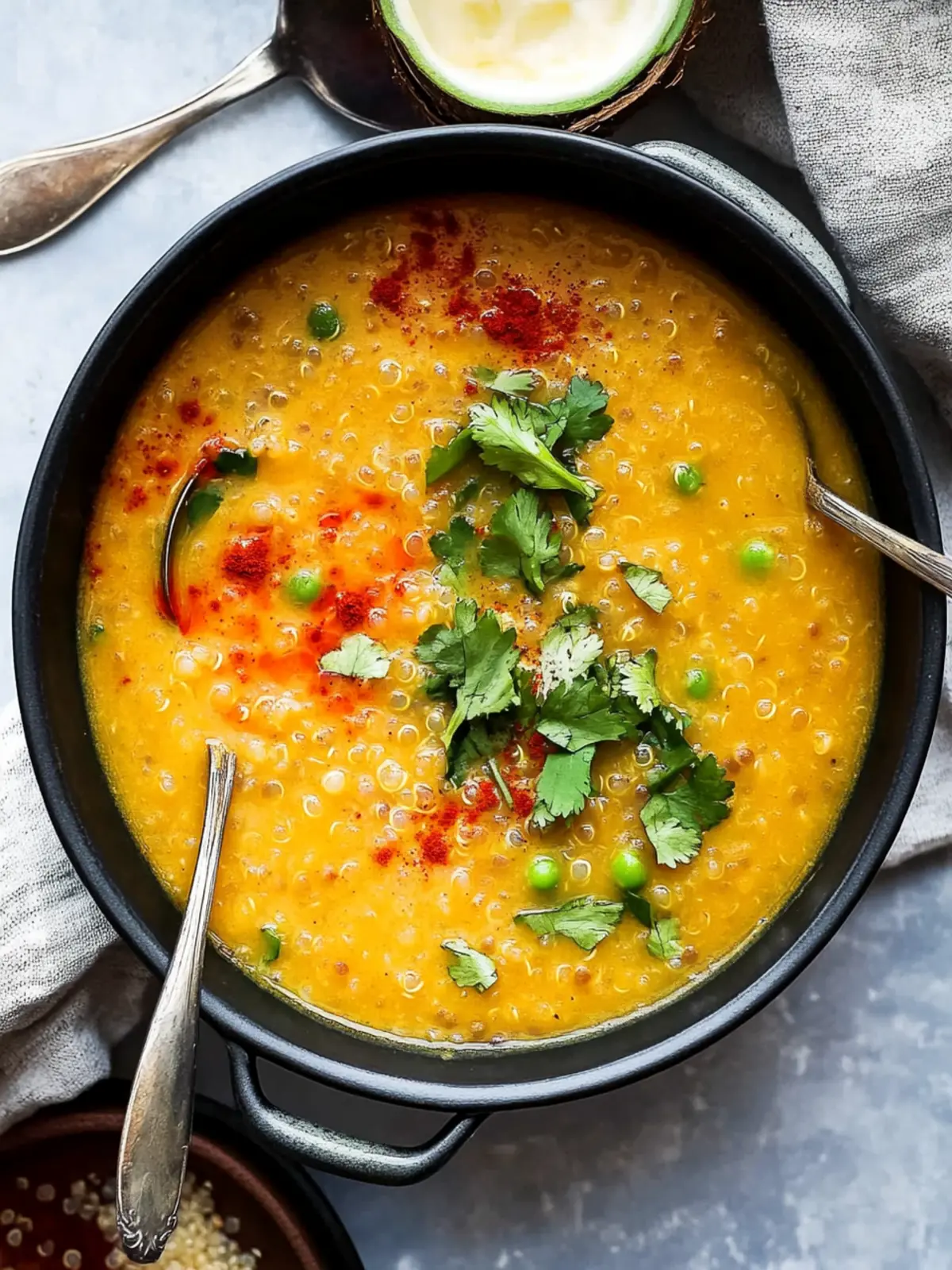 Creamy Coconut Red Lentil Soup with Quinoa for Cozy Nights 5 Coconut Red Lentil Soup with Quinoa